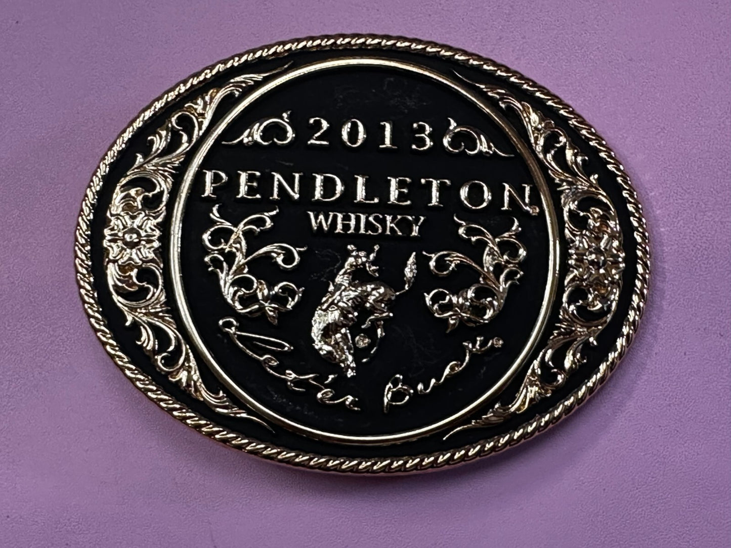 2013 Pendleton Whiskey Let'er Buck Rodeo Cowboy Montana Silversmiths Belt Buckle