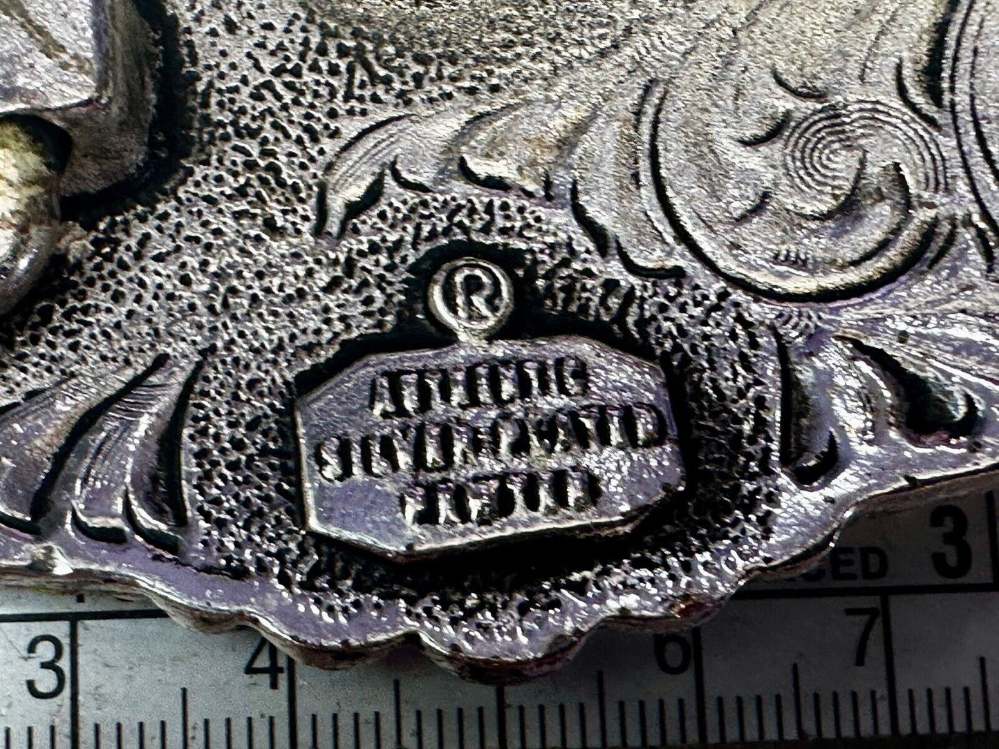 Authentic Silver Plated Western Cowboys flower swirl design Large Belt Buckle