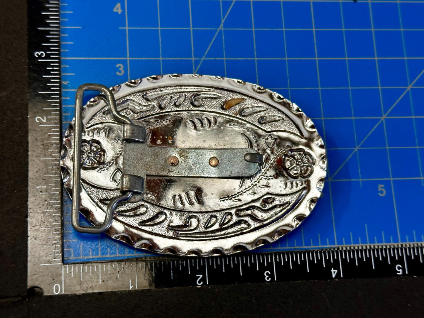 Bald Eagle Flying Hunting Diving American Two Tone Ornate Western Belt Buckle