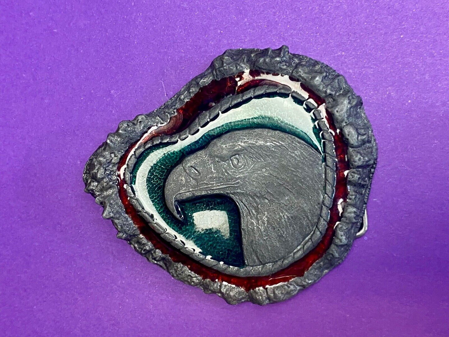 Vintage 1978 Eagle Head Bust Belt Buckle By Touchstone Inc