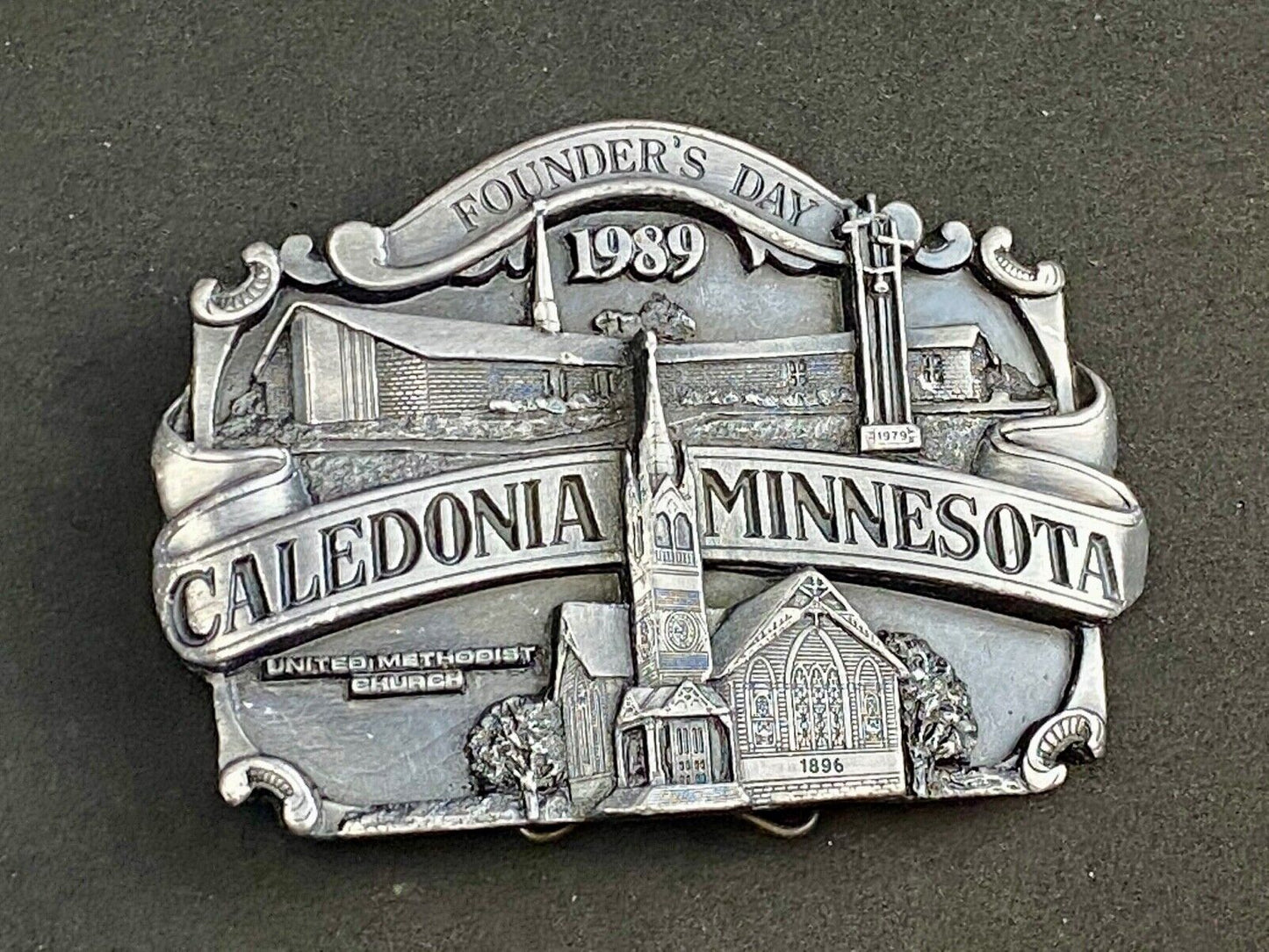 Vintage 1989 - Founder’s Days Caledonia MN belt buckle United Methodist Church