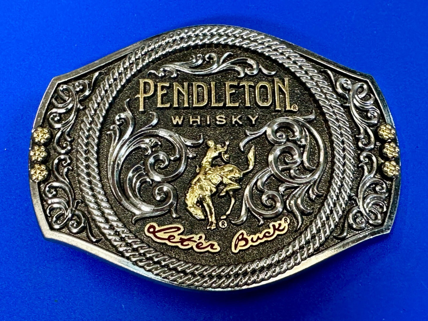 2021 Pendleton Whiskey Let'er Buck Rodeo Cowboy Montana Silversmiths Belt Buckle