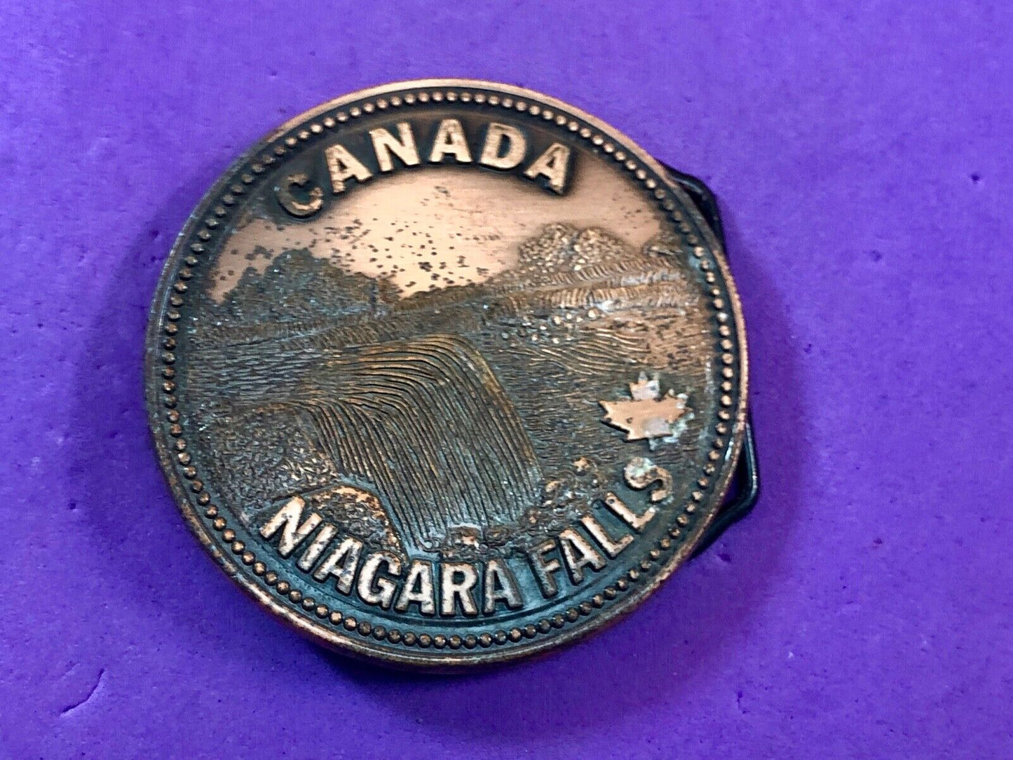 Vintage Canada Niagara Falls (w/NPC leaf) Belt Buckle, Complete & Functional
