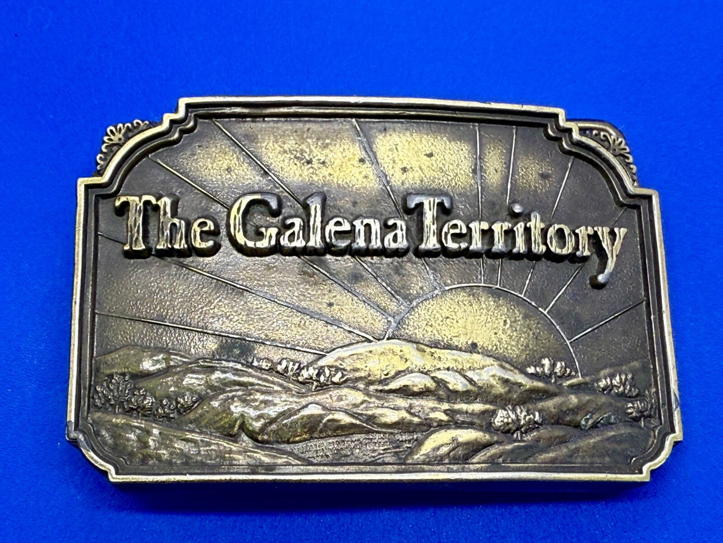The Galena Territory Brass Belt Buckle Sunrise Illinois Vintage Belt Buckle