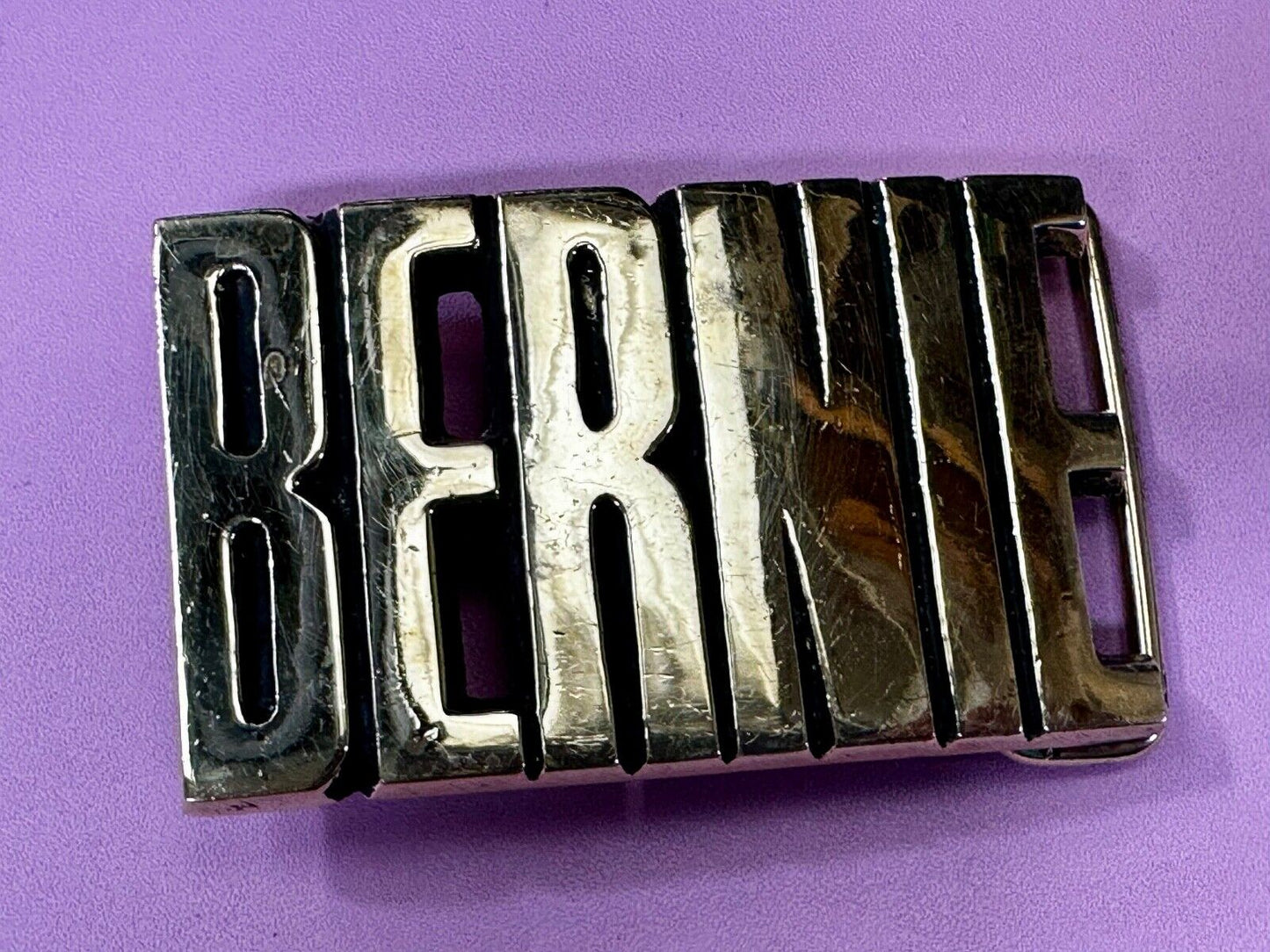 Bernie - Custom Block Letter Cutout Name Solid Brass Belt Buckle by Baron