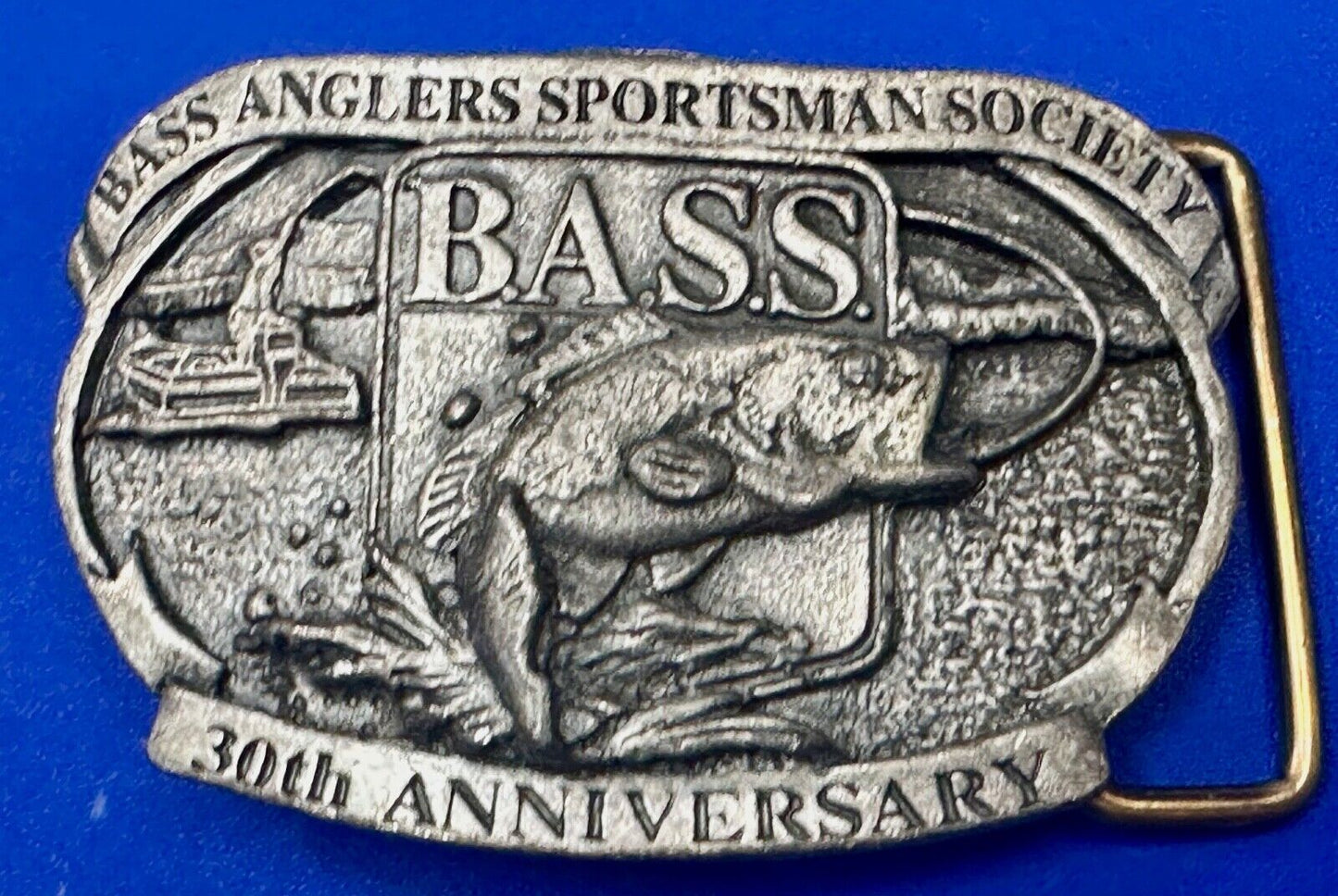 1997 BASS Bass Anglers Sportsman Society Fishing 30th anniversary belt buckle