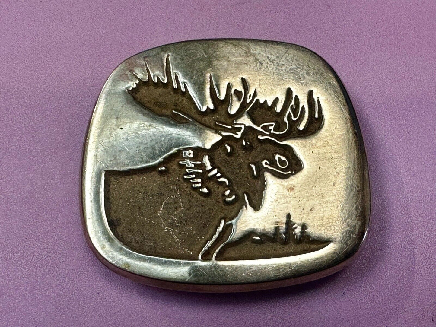 The Moose RARE Commemorative Cutout Solid Brass Vintage Belt Buckle