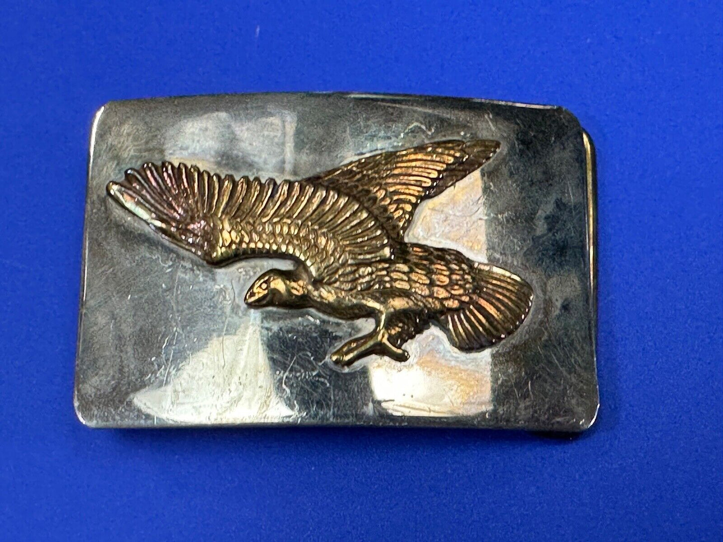 The EAGLE - Patriotic Western Vintage two tone rectangular belt buckle