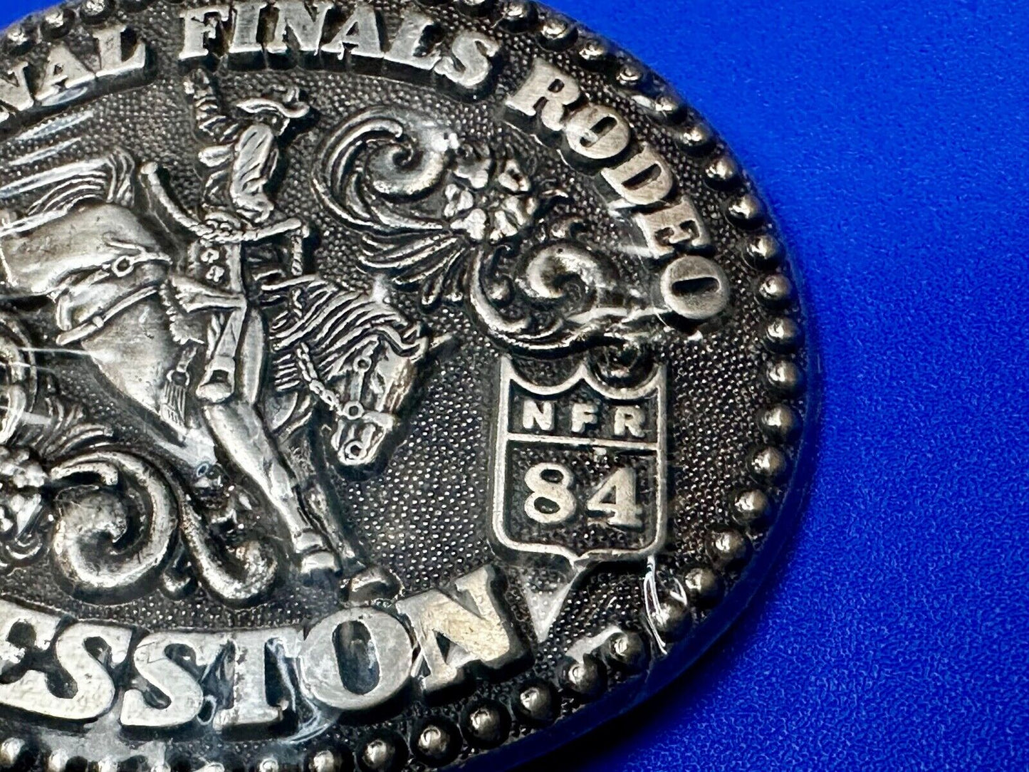 1984 NFR National Finals Rodeo NOS Youth Size Hesston Belt Buckle
