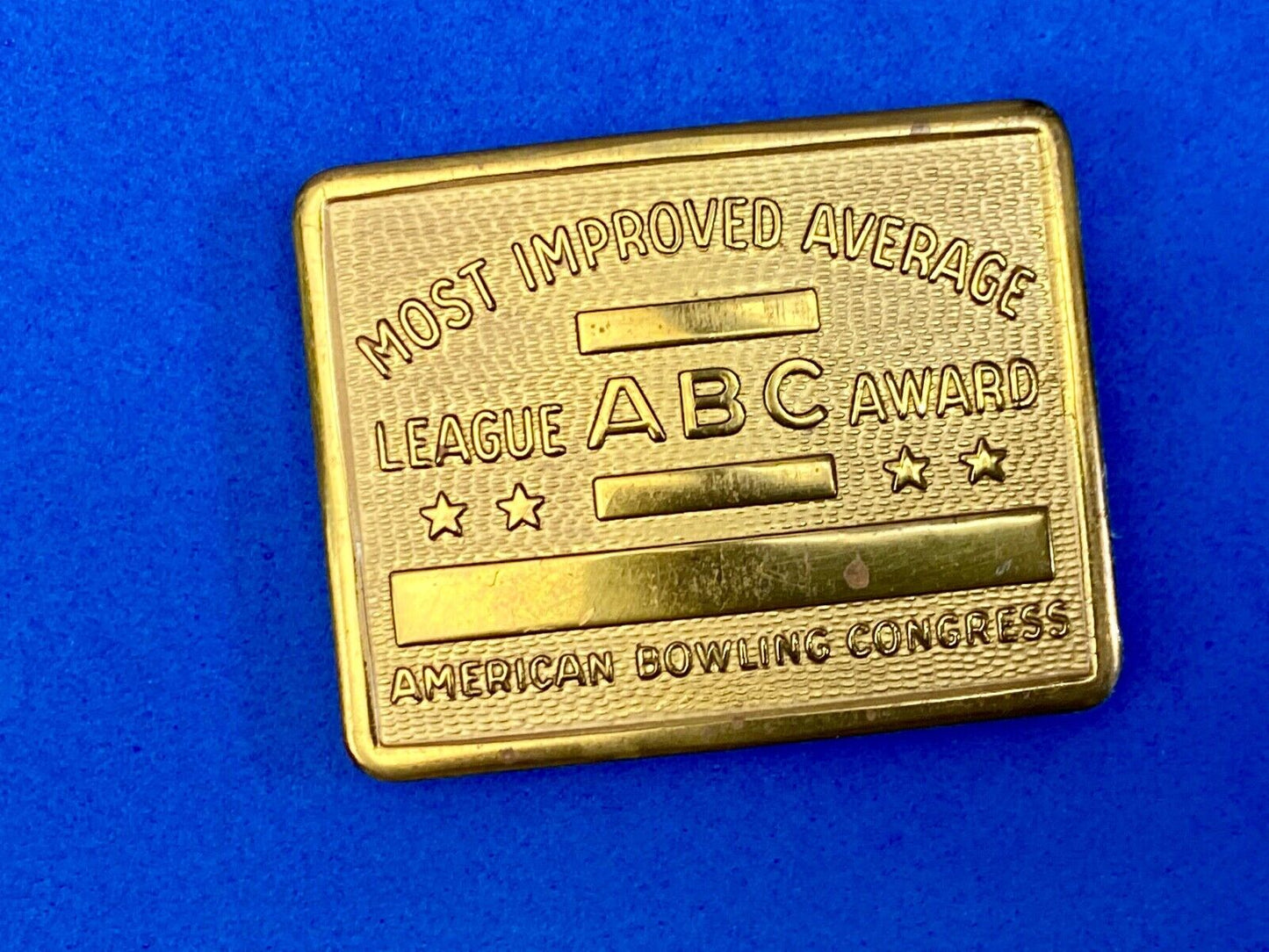Vintage 70s AMERICAN BOWLING CONGRESS Most Improved ABC LEAGUE AWARD BELT BUCKLE