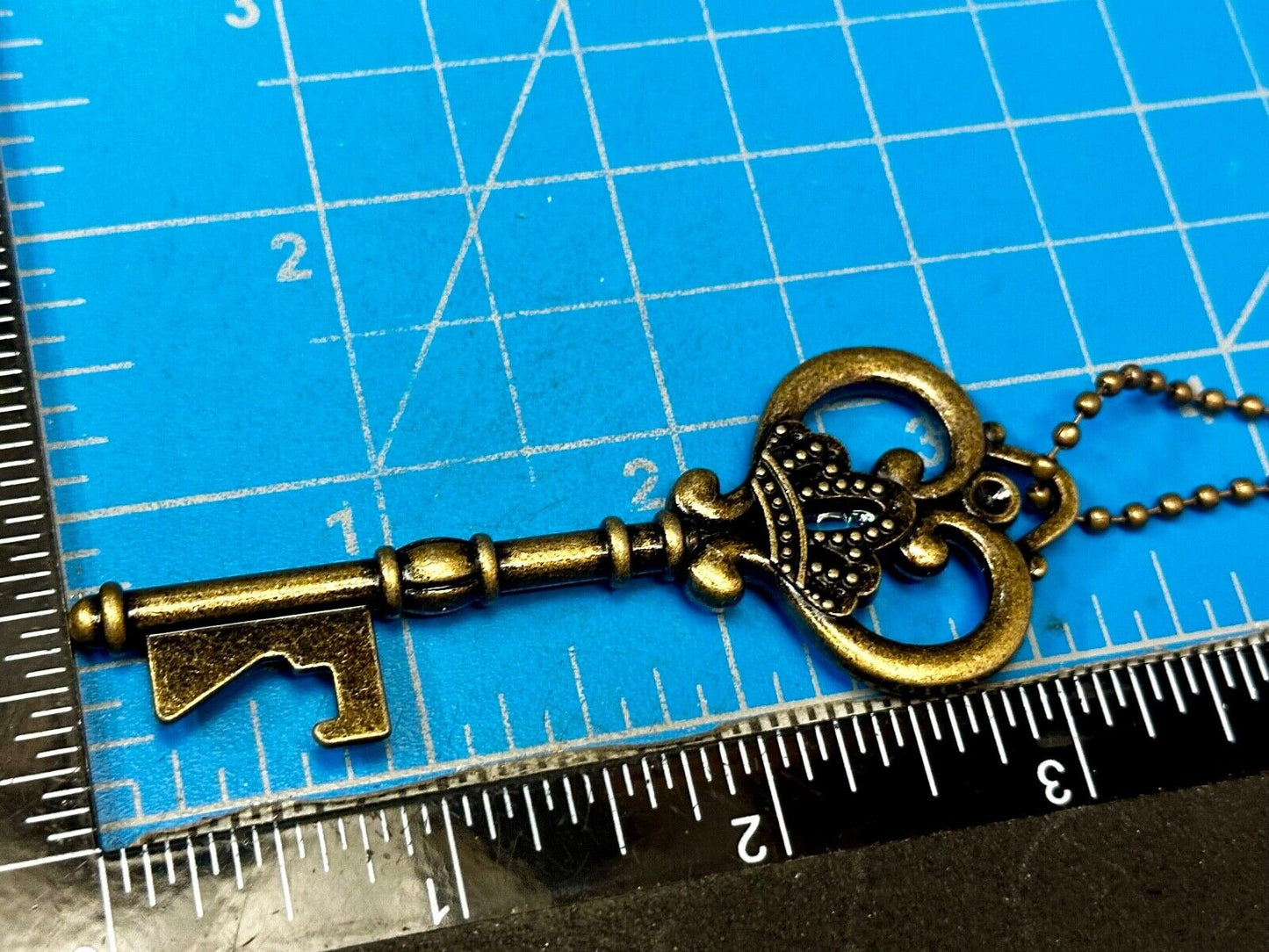3" Skeleton Key Pendant Antiqued Bronze Keychain, Key Chain Ring Souvenir