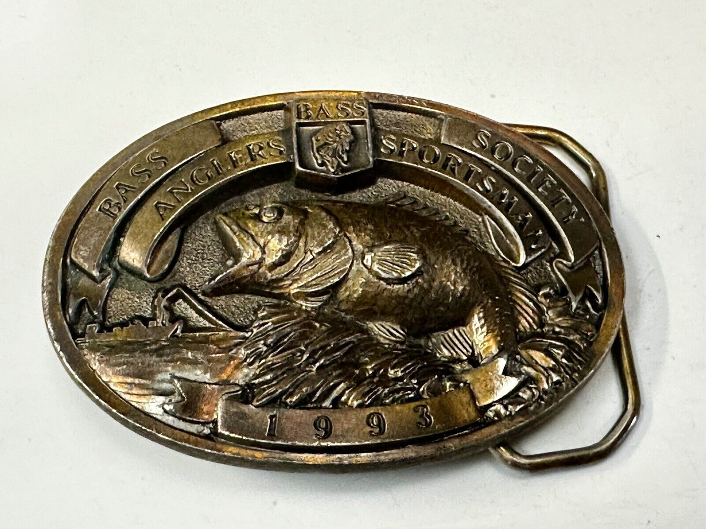 1993 BASS Anglers Sportsman Society Sport Fishing Fishermans Belt Buckle