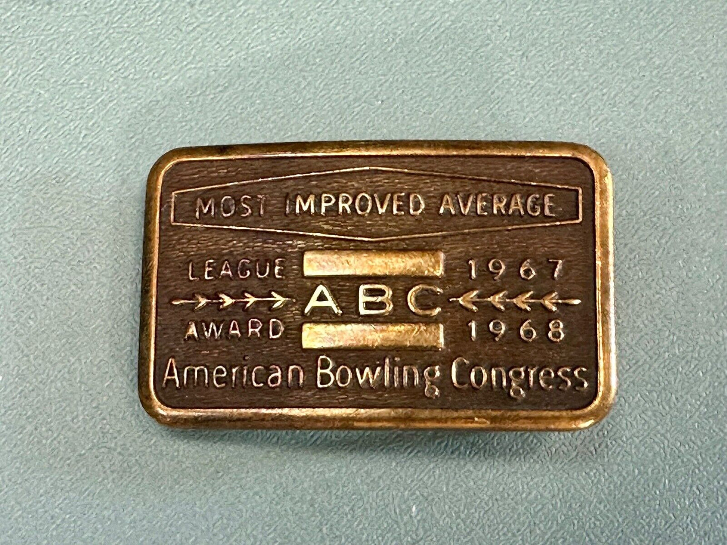 1967 - 68 MOST IMPROVED BOWLING AVERAGE - BLANK - BELT BUCKLE ABC LEAGUE AWARD