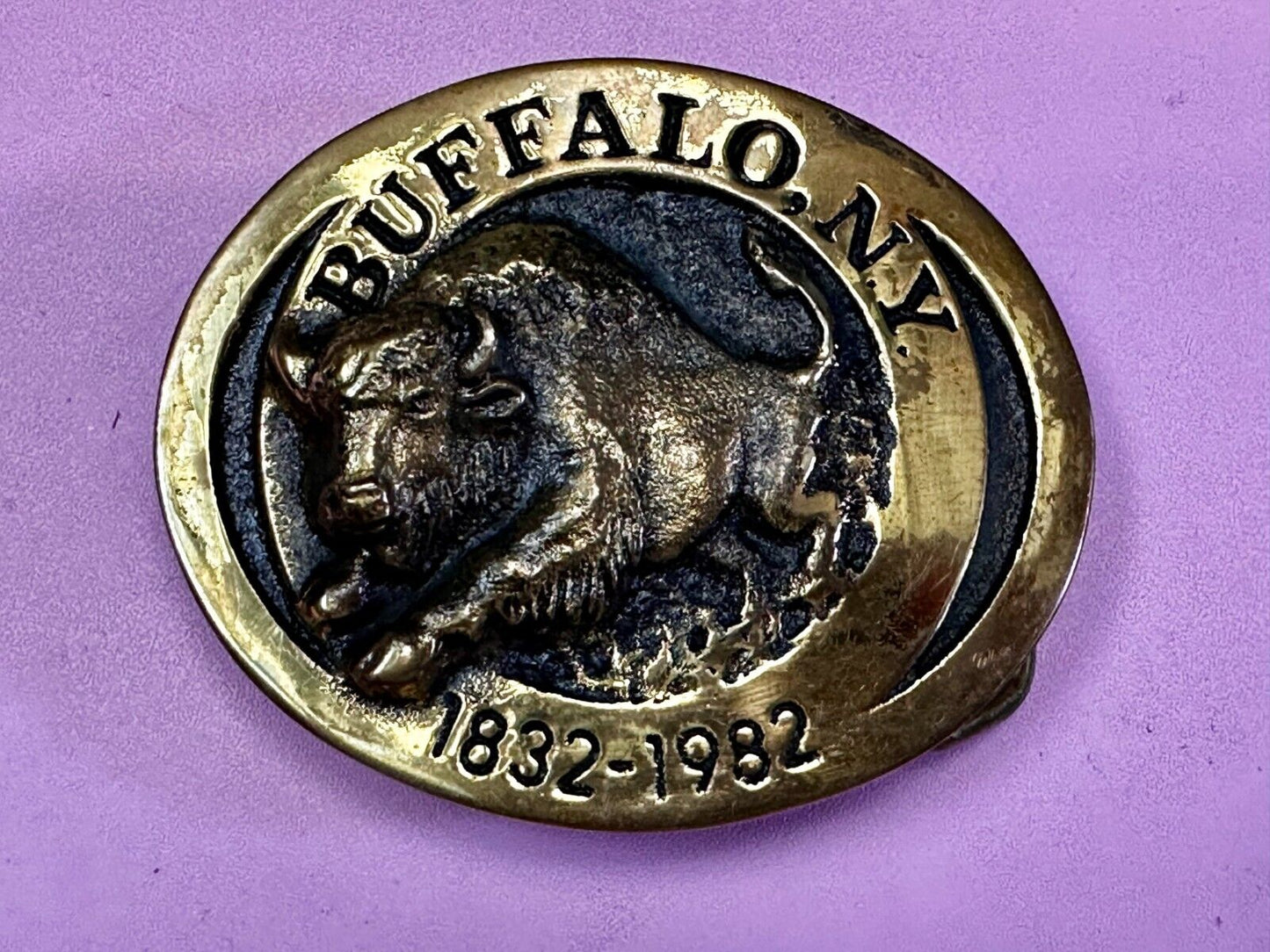 The Charging Buffalo NY State Solid Brass Belt Buckle by Heritage Mint