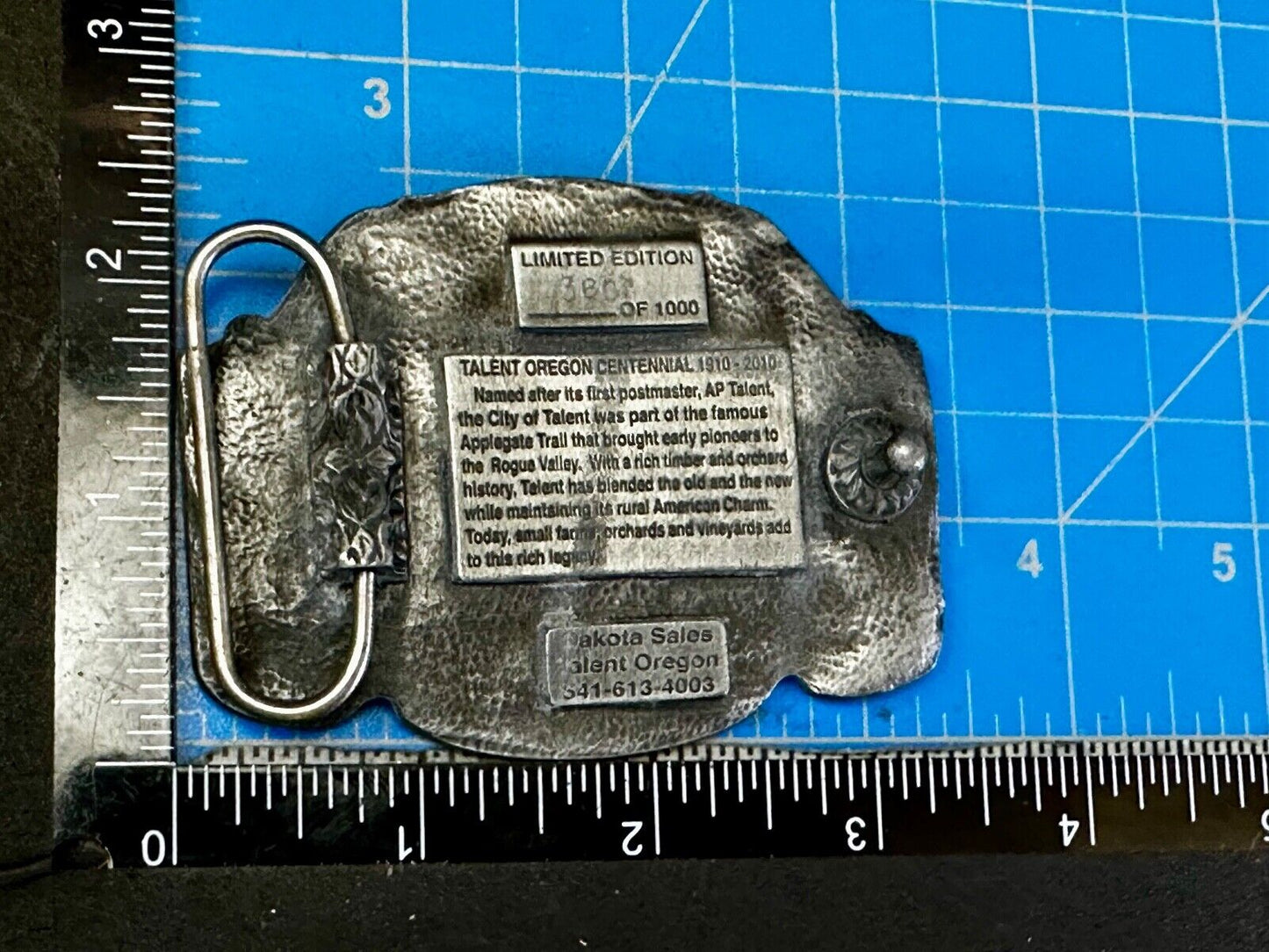 Talent Oregon 2010 Centennial Celebration Belt Buckle by Dakota Sales