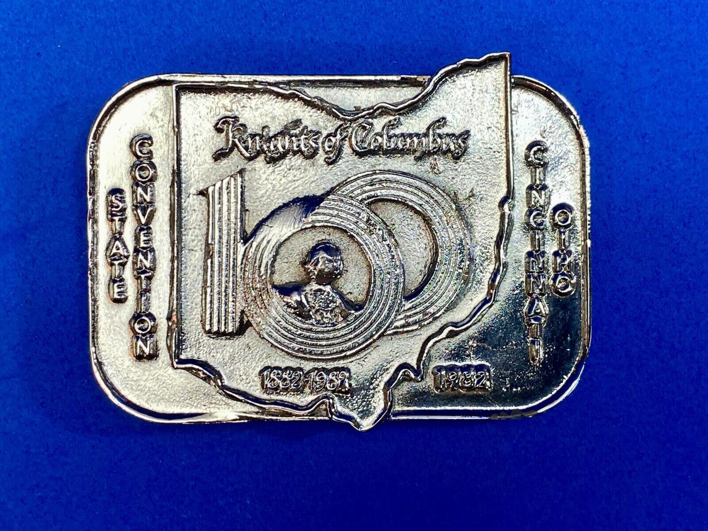 Vintage 1982 Knights Of Columbus 100 Year Celebration Convention Belt Buckle
