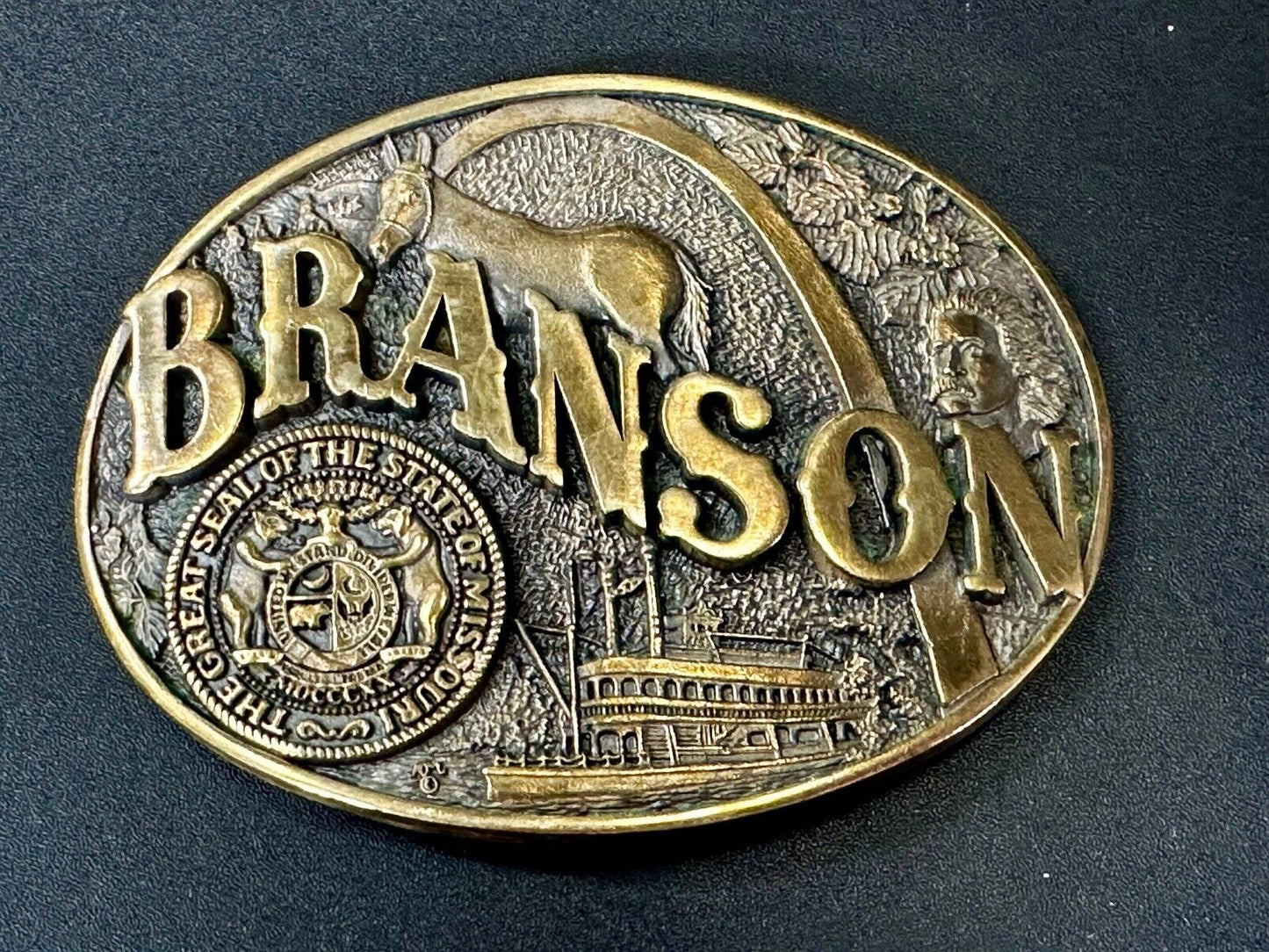 The Great Seal of the State of Missouri Branson Brass Commemorative Belt Buckle
