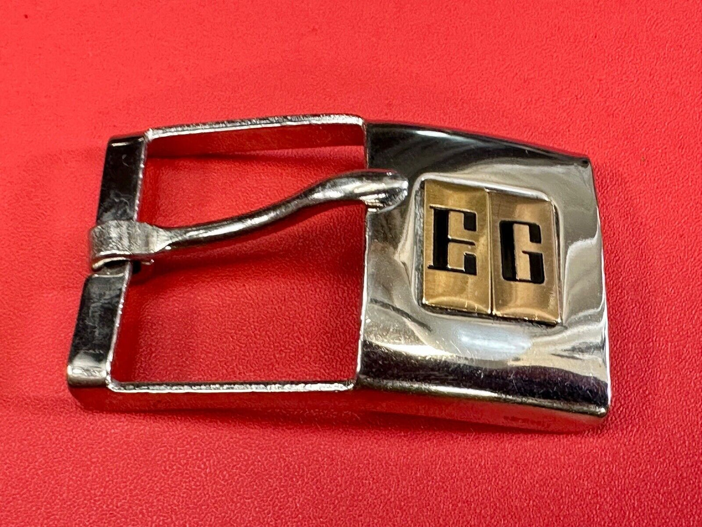 Vintage Letter monogram Initial EG - small two tone belt buckle