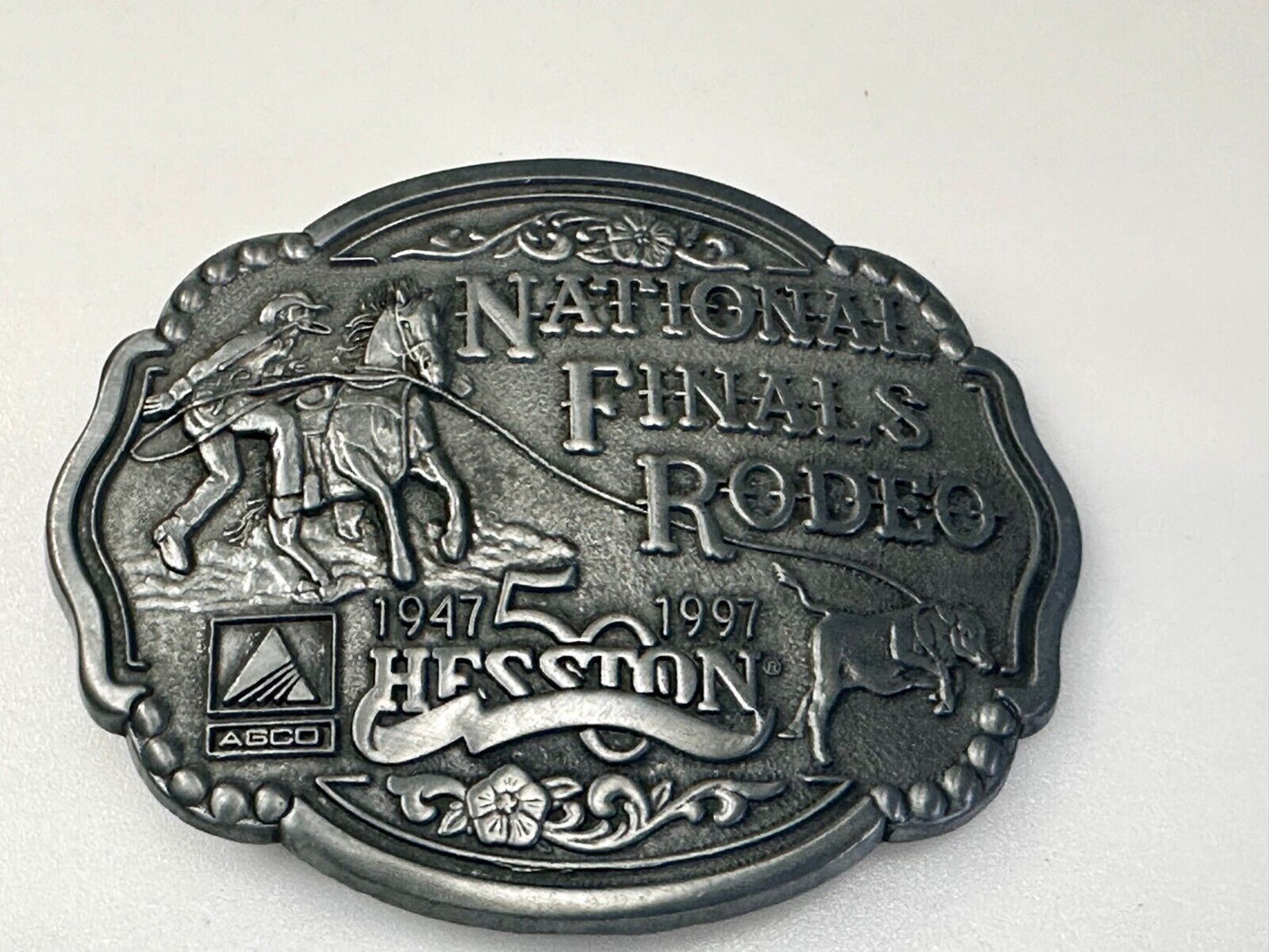 1997 ADM Hesston NFR National Finals Rodeo Cowboys Western Belt Buckle