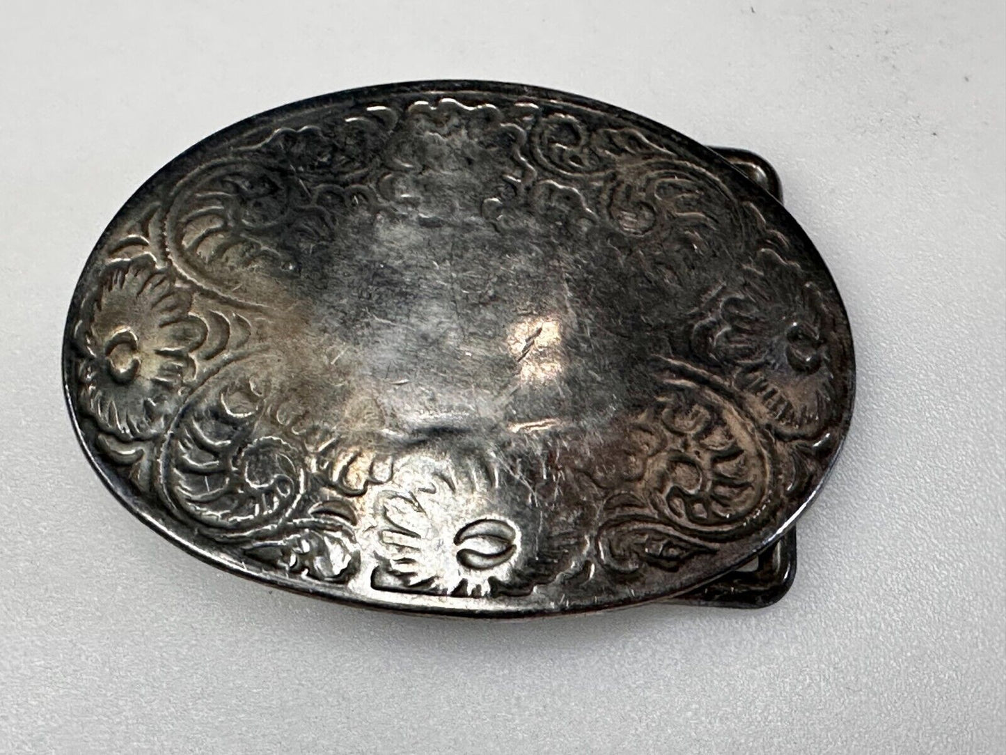 Vintage 3" wide western flower swirl design belt buckle