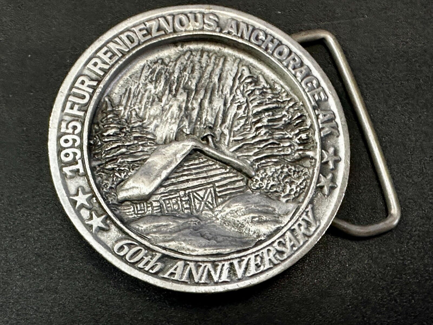 1995 FUR Rendezvous Anchorage Alaska Festival 60Th Anniversary Belt Buckle