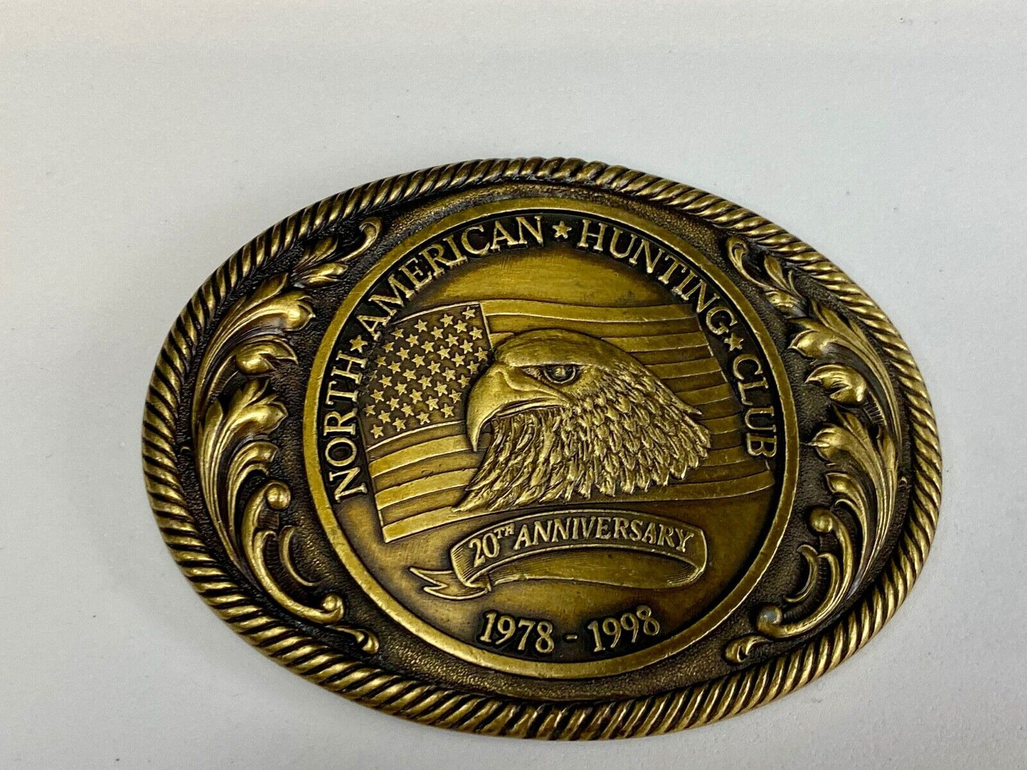 Vintage 1998 North American hunting club 20th anniversary belt buckle