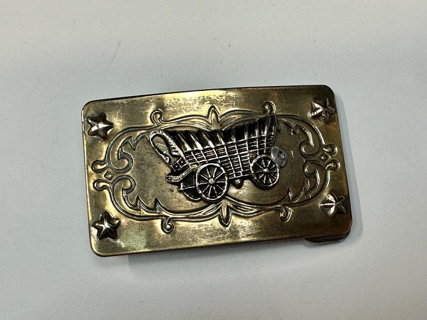 Vintage Covered Wagon Ornate belt buckle to restore