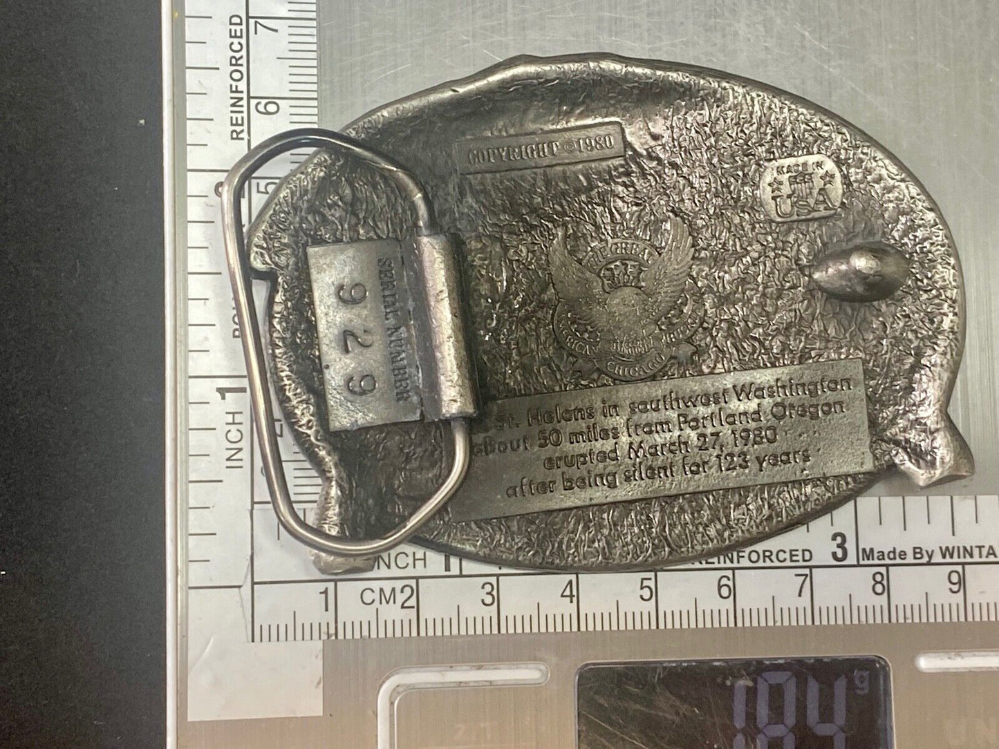 Vintage 1980 Mount Saint Hellens Volcano Eruption Great American Belt Buckle