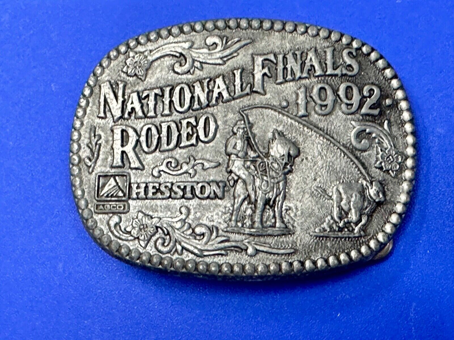 1992 Hesston National Finals Rodeo NFR Youth Size Award Design Medal Belt Buckle