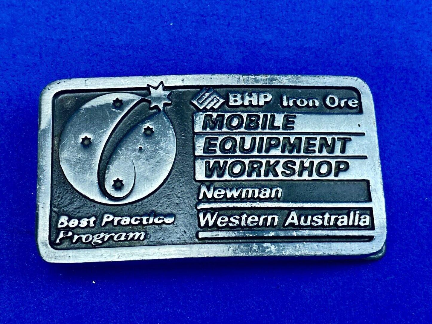 BHP Iron Ore Mobile Equipment Workshop Newman, Western Australia belt buckle