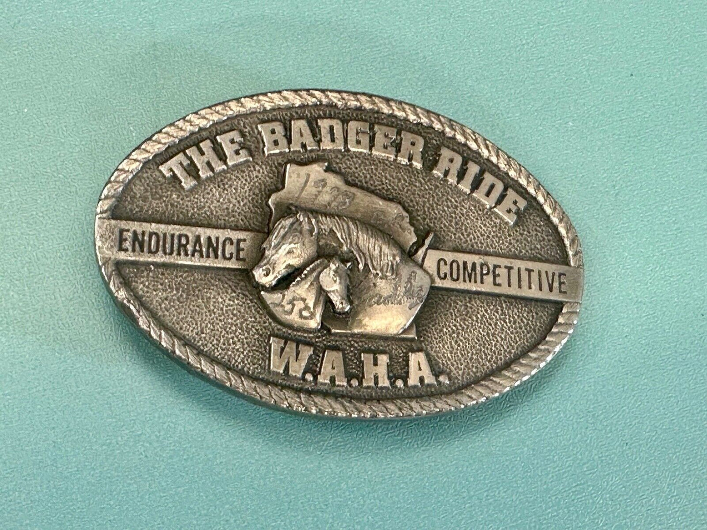 The Badger Ride WAHA Endurance Completive WI Arabian Horse Assn 77 belt buckle