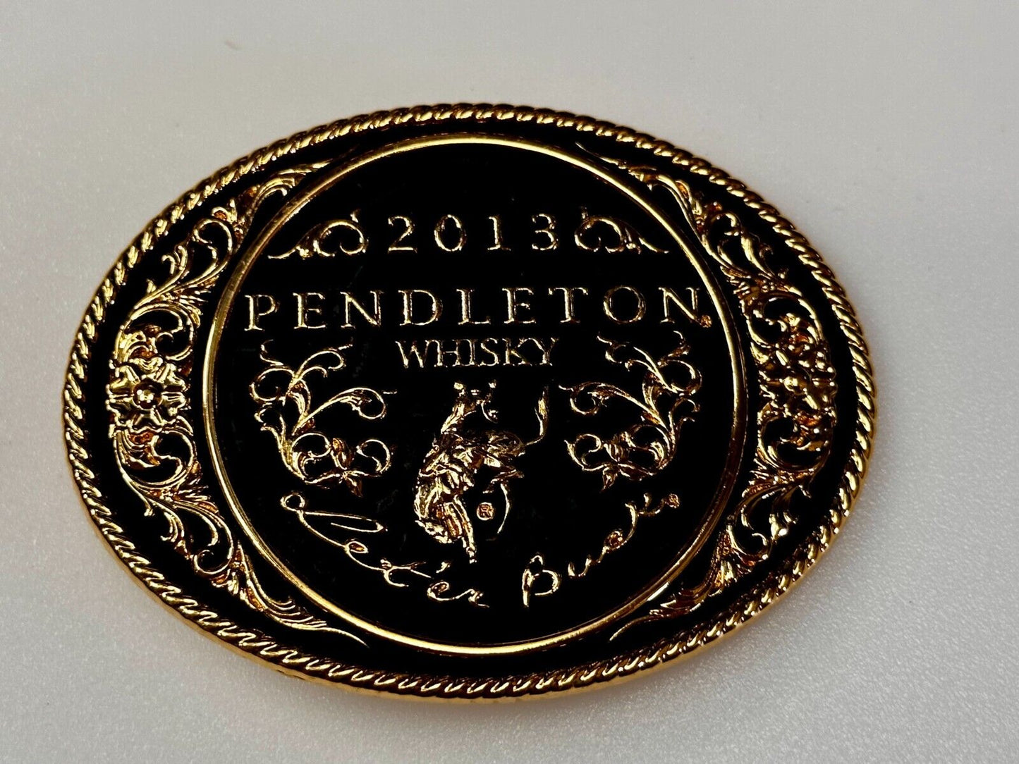 2013 Pendleton Whiskey Let'er Buck Rodeo Cowboy Montana Silversmiths Belt Buckle