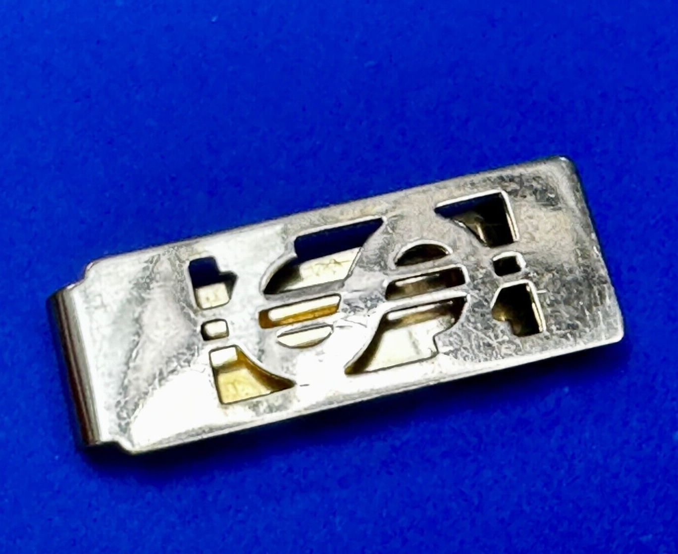 Art Deco Style Dollar Sign $ Symbol In Silver Tone Money Clip