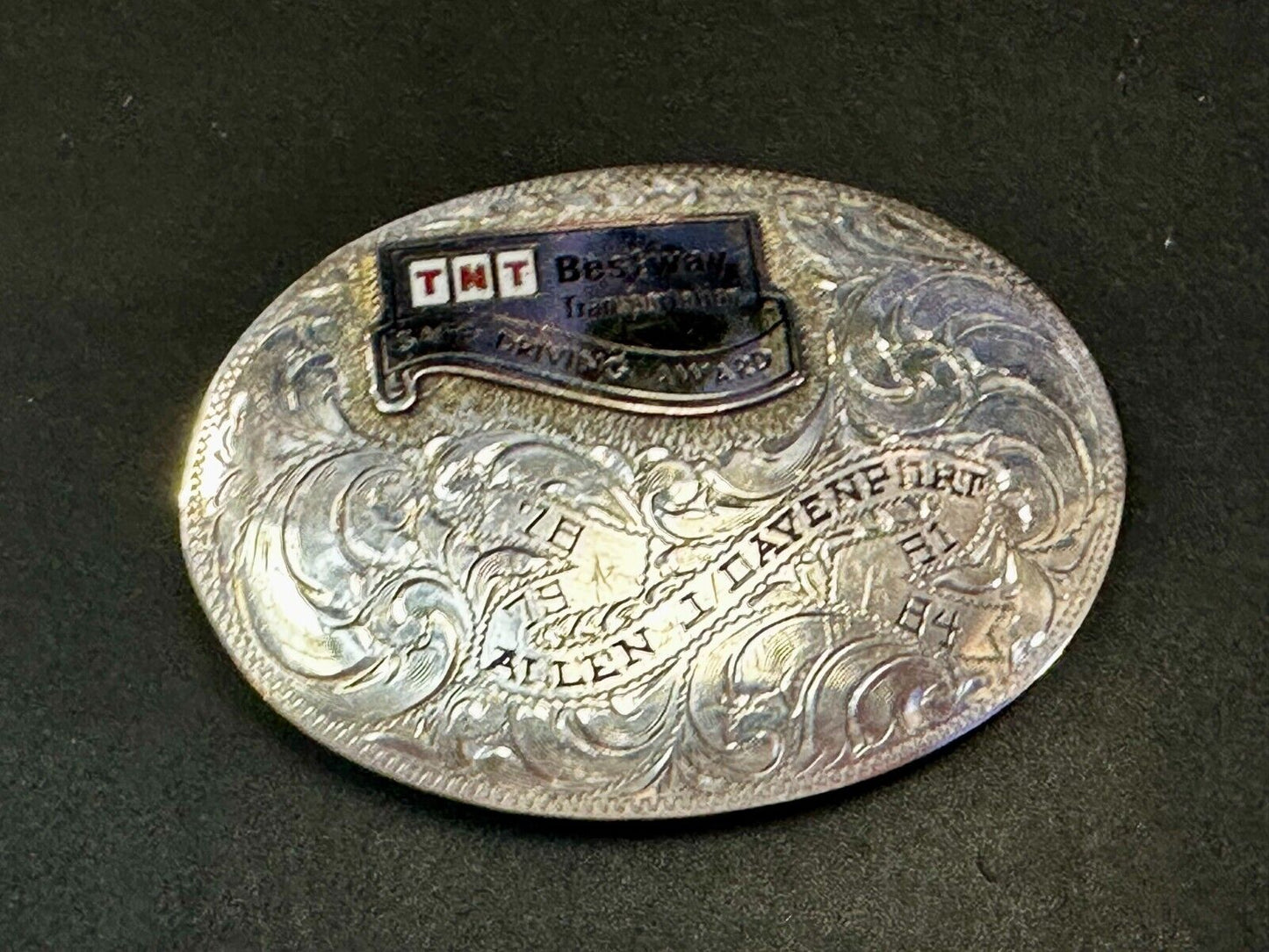 TNT Bestway Transportation Safe Driving Award Belt Buckle by BK Silversmiths