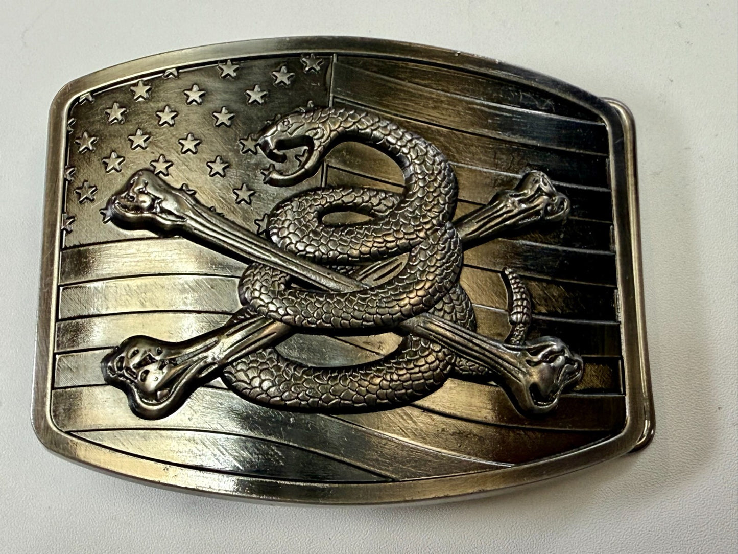 USMC Snake Crossbones Flag US Marine Corps Don't Tread on me Belt Buckle