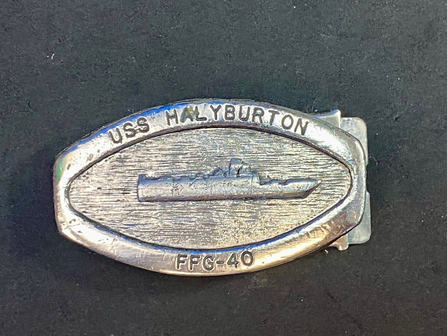 U.S. Navy Uss Halyburton Ffg-40 Oliver Hazard Perry-Class Frigate Belt Buckle