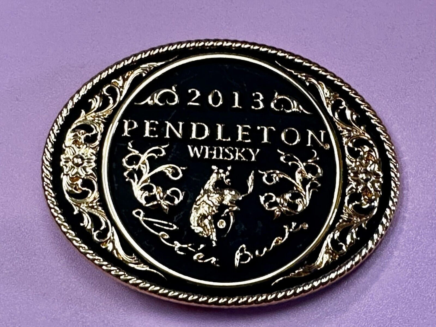2013 Pendleton Whiskey Let'er Buck Rodeo Cowboy Montana Silversmiths Belt Buckle