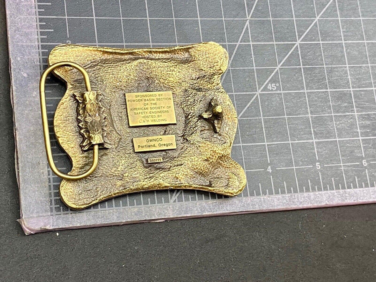 Vintage 1994 - International Surface Mine rescue competition belt buckle OWNCO