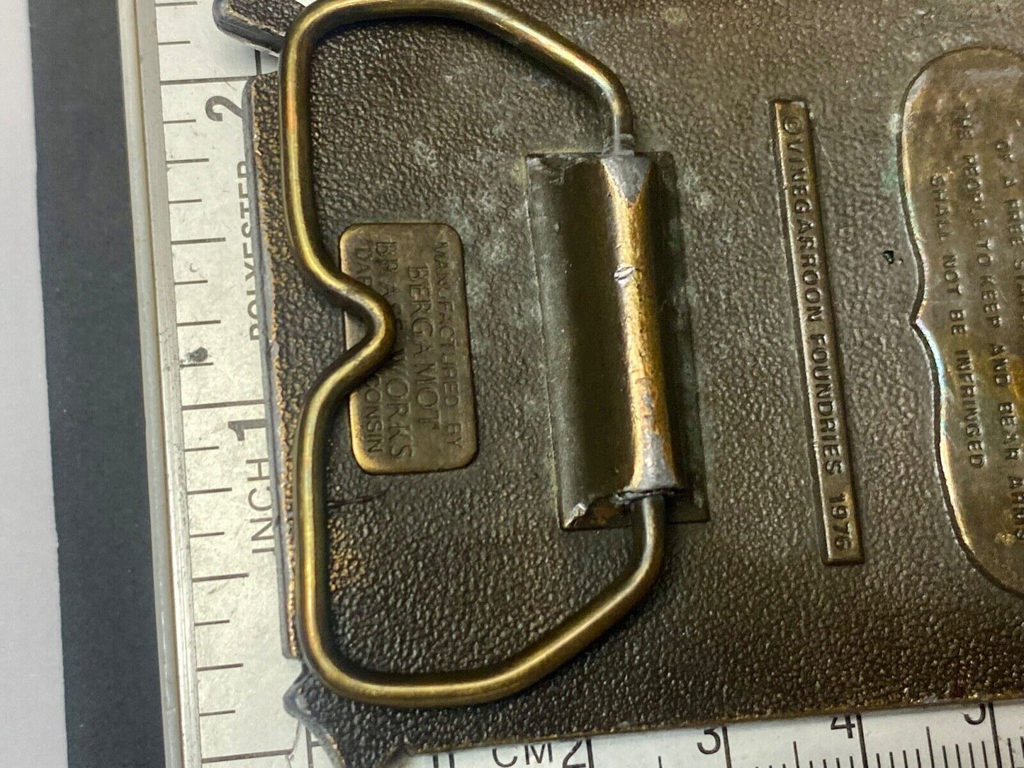 The Second Amendment Our American Heritage Bergamot 1976 gun rights belt buckle
