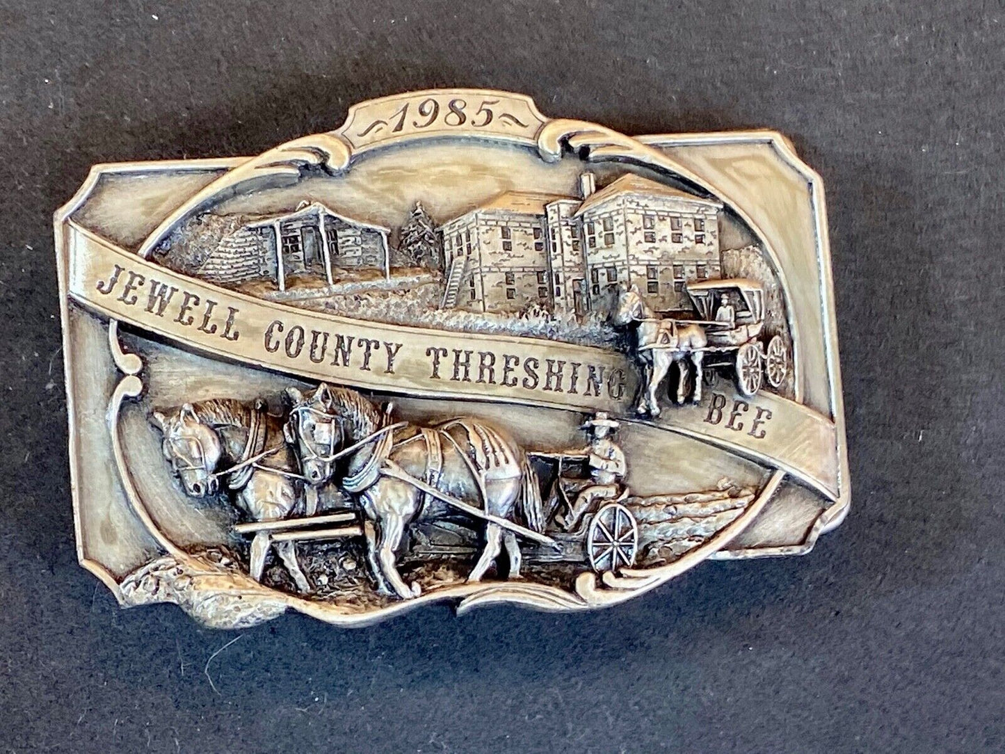Vintage 80’S Jewell County Kansas Threshing Bee Case Farm Siskiyou Belt Buckle