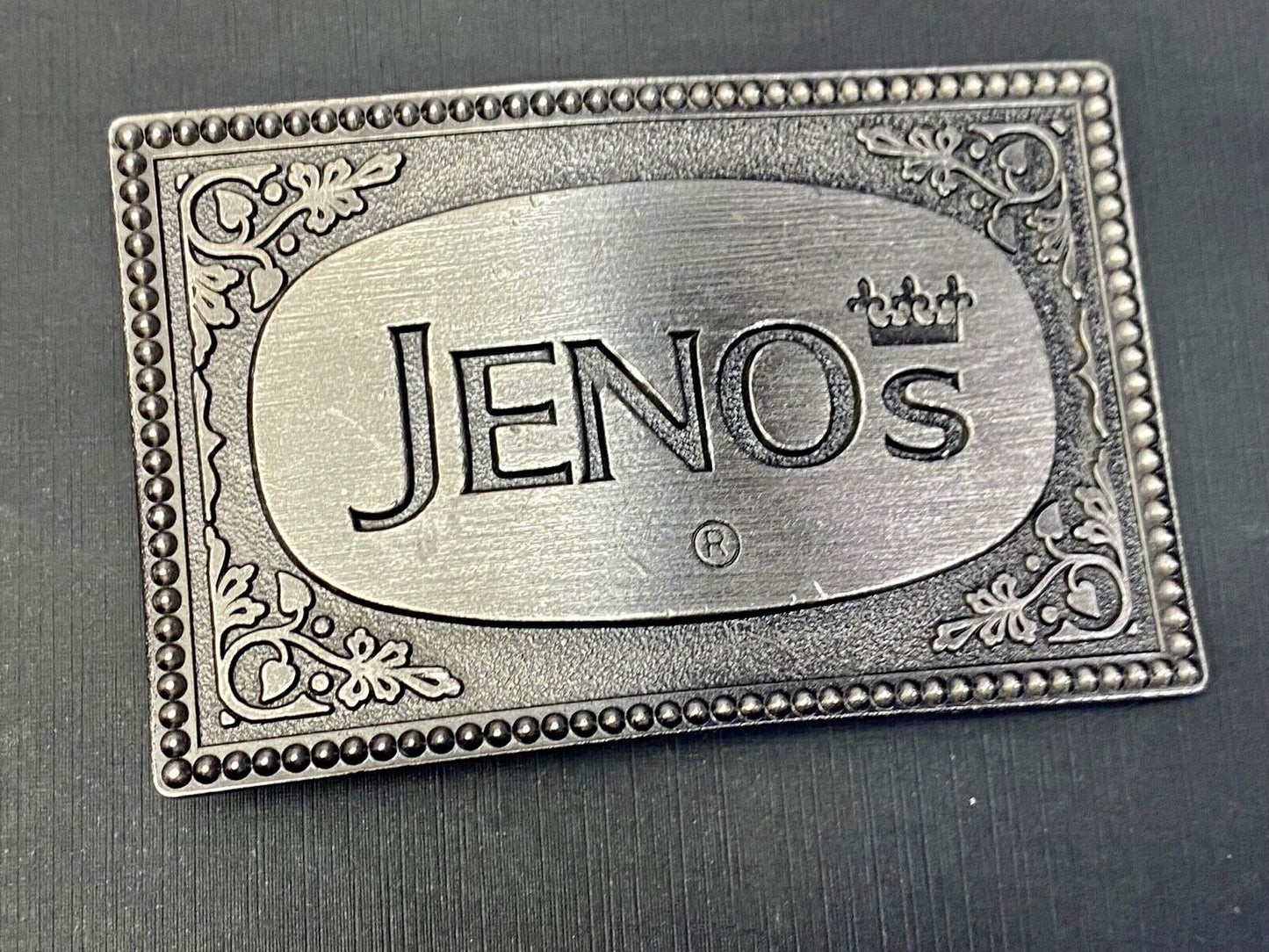 Vintage Jeno's Pizza Rolls Belt Buckle Junk Food Lewis Frozen Dorm Jenos