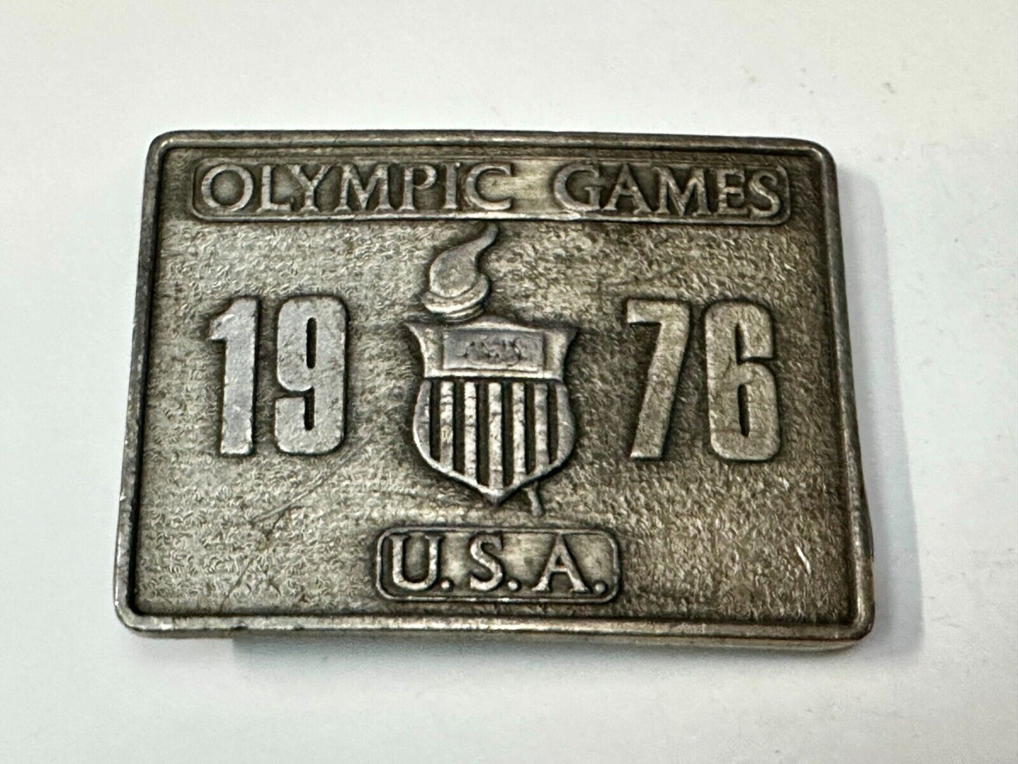 Bergamot Brass Works 1976 Olympic Games Belt Buckle USA Vintage Rectangle Solid
