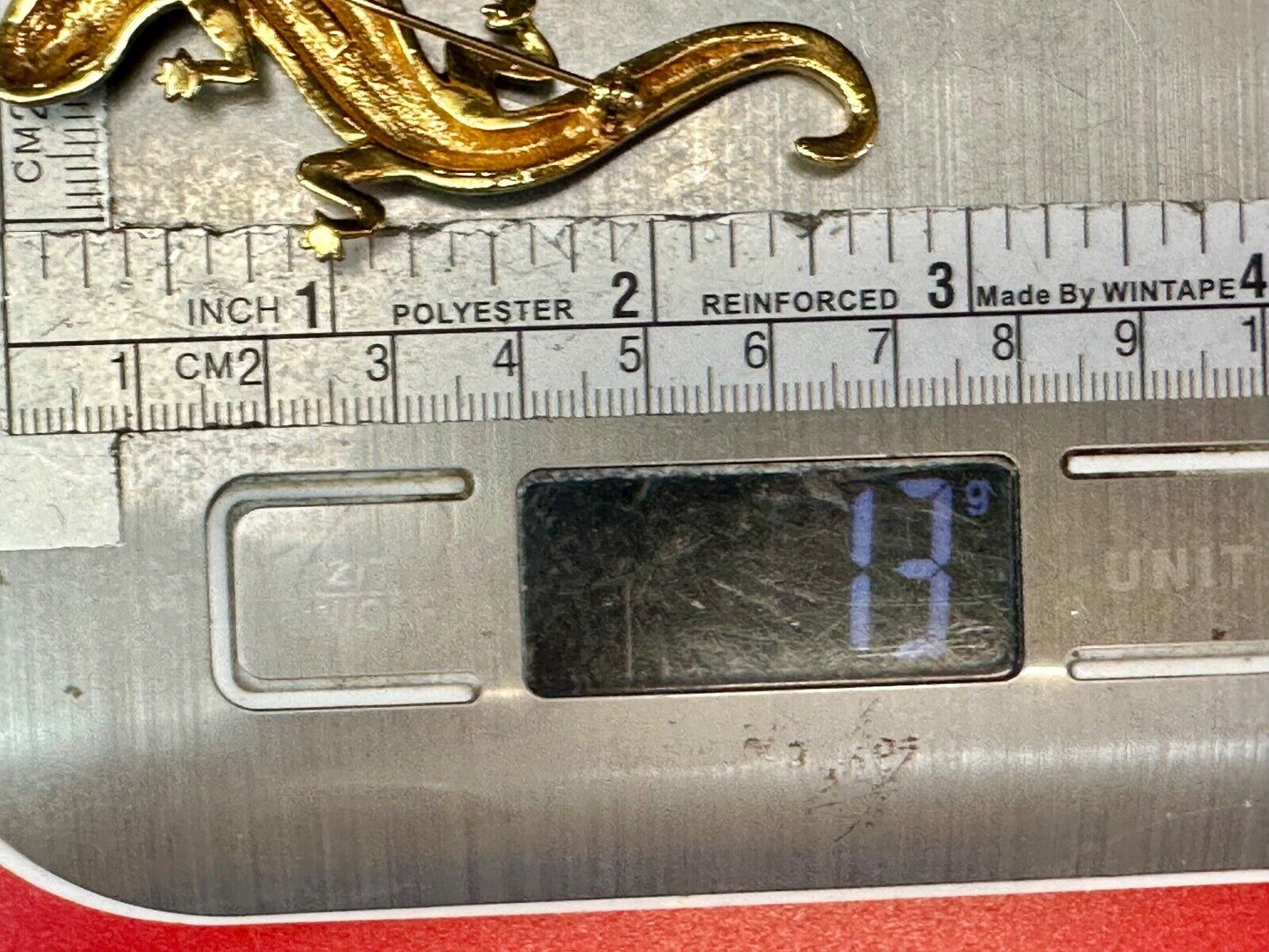 Avon signed Gecko Iguana Jeweled gold tone figural brooch pin