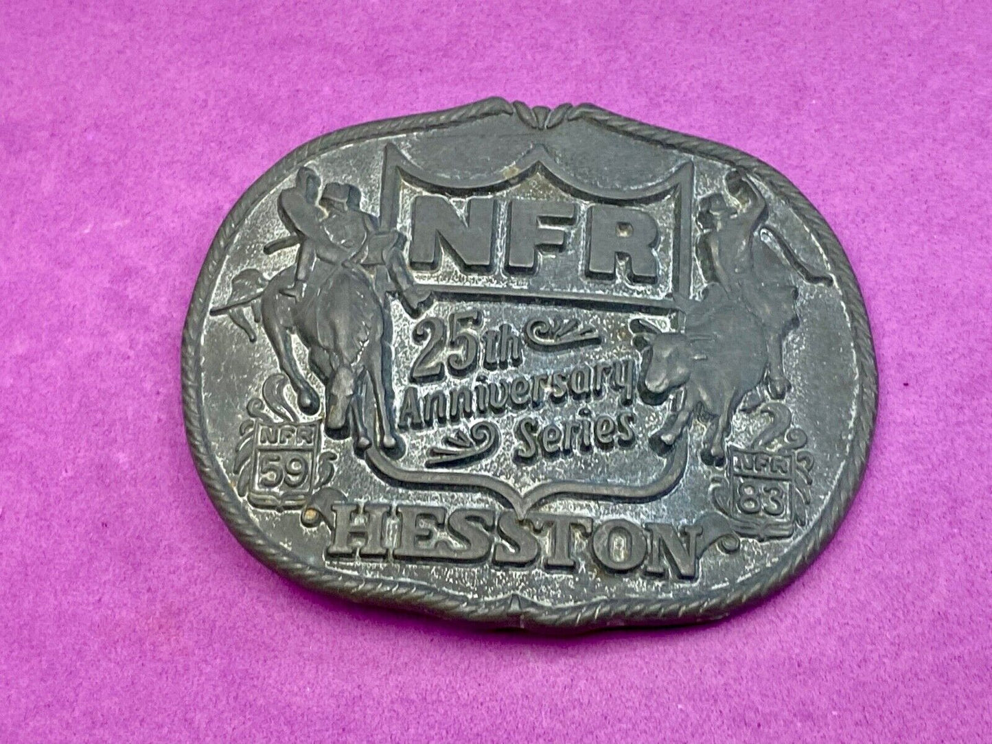 1983 1st edition 25th anniversary NFR National Finals Rodeo belt buckle