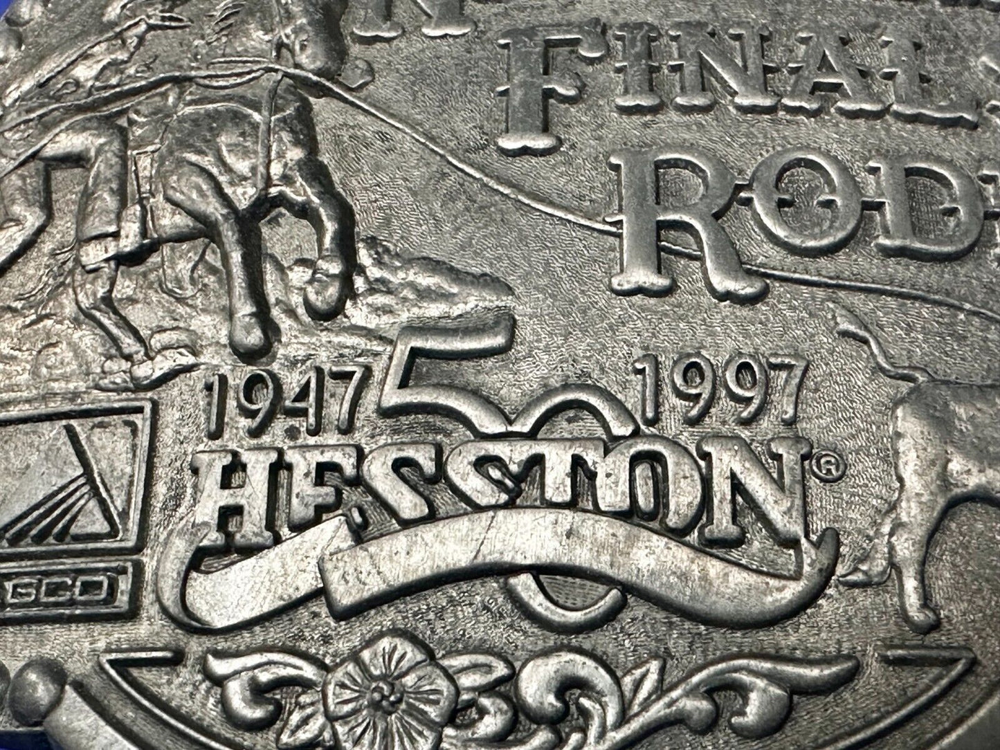 1997 ADM Hesston NFR National Finals Rodeo Cowboys Western Belt Buckle