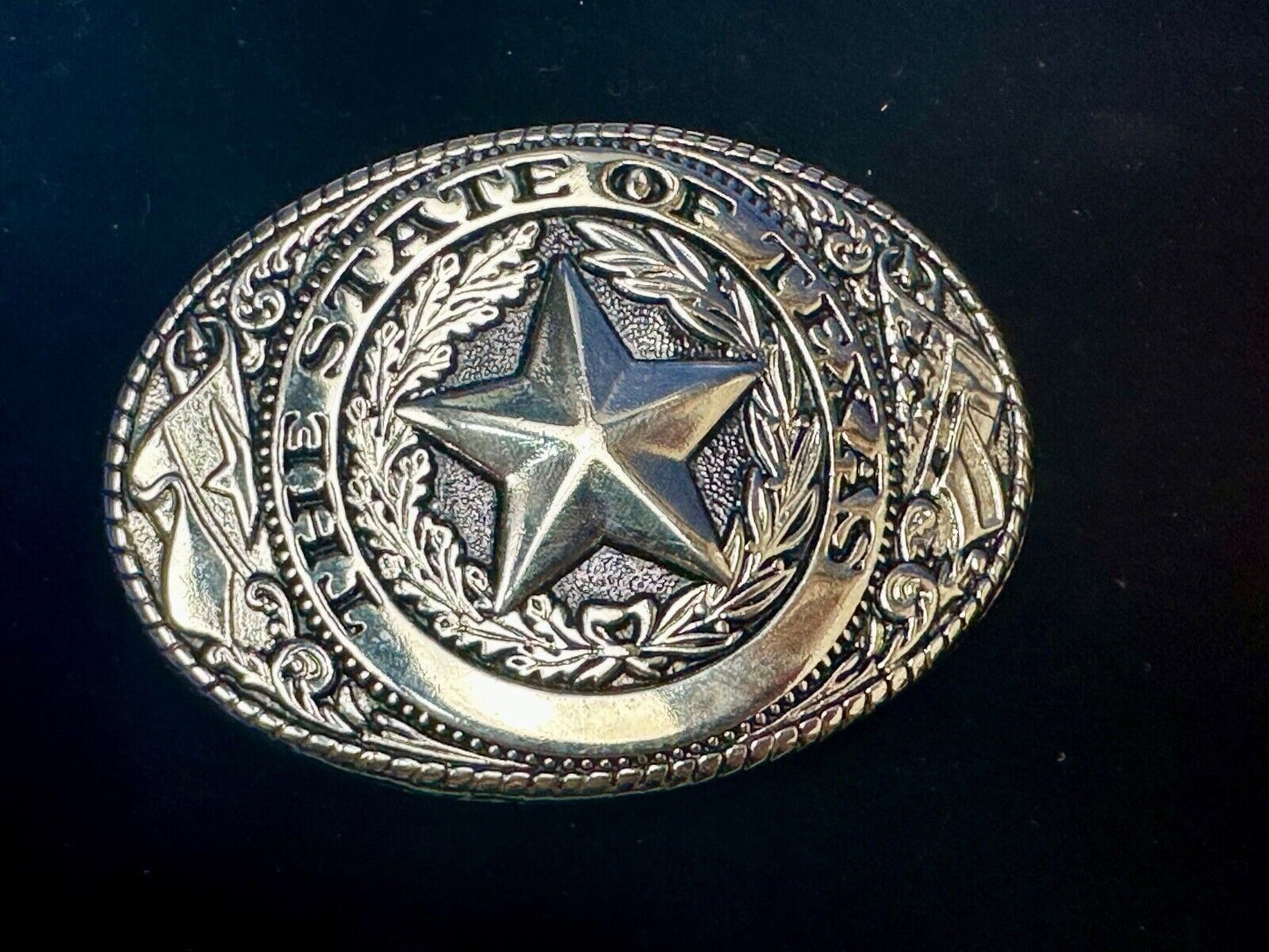 The Great State of Texas - Tx Star, Flag western light gold color belt buckle