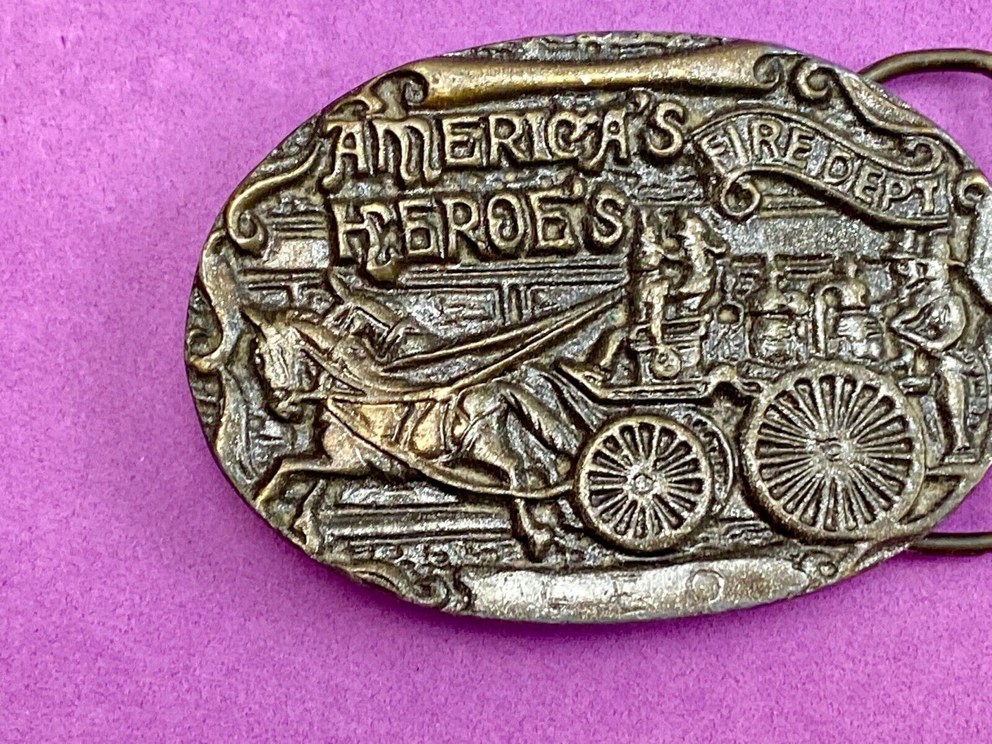 AMERICAS HERO'S VOLUNTEER FIREMAN FIRE DEPARTMENT VINTAGE BELT BUCKLE