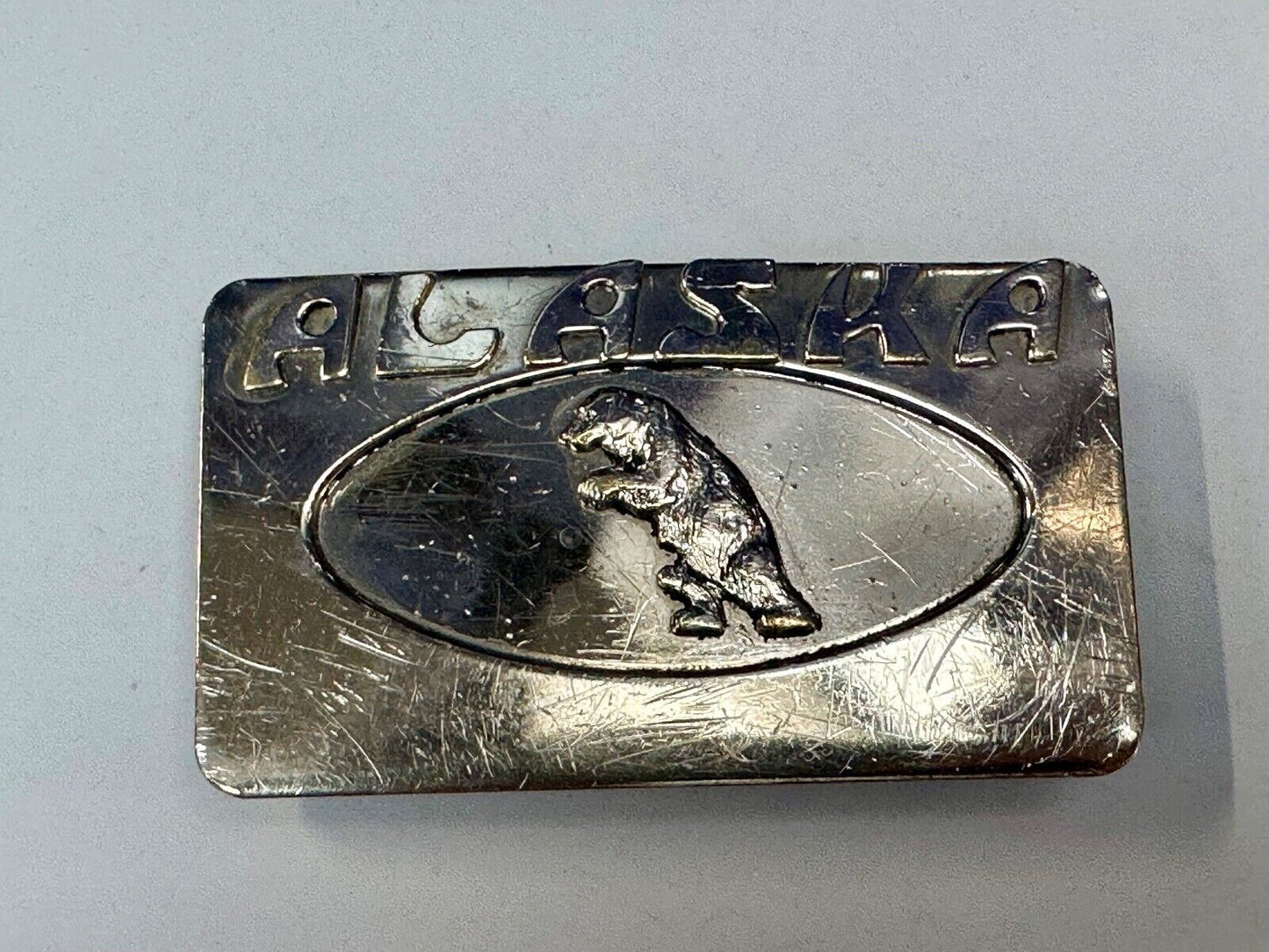 vintage Alaska BEAR State Commemorative solid brass belt buckle