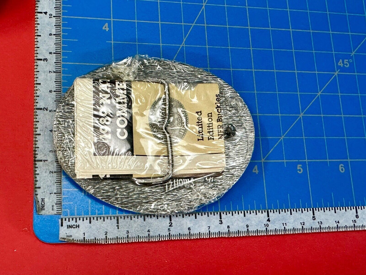 1989 Adult Size Hesston National Finals Rodeo Bull Riding Cowboys belt buckle