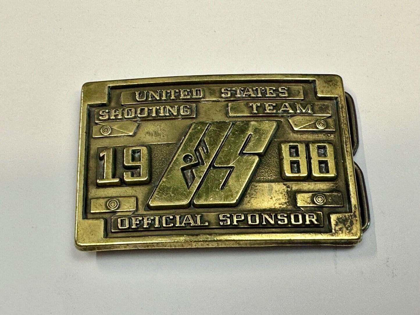 1988 Olympics US Shooting Team USA Belt Buckle Seoul Korea Official Sponsor